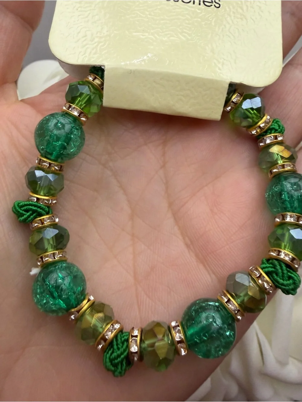 Green Beaded Stretch Bracelet